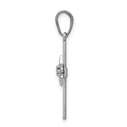 14k White Gold .01ct Diamond Cross Pendant for Women
