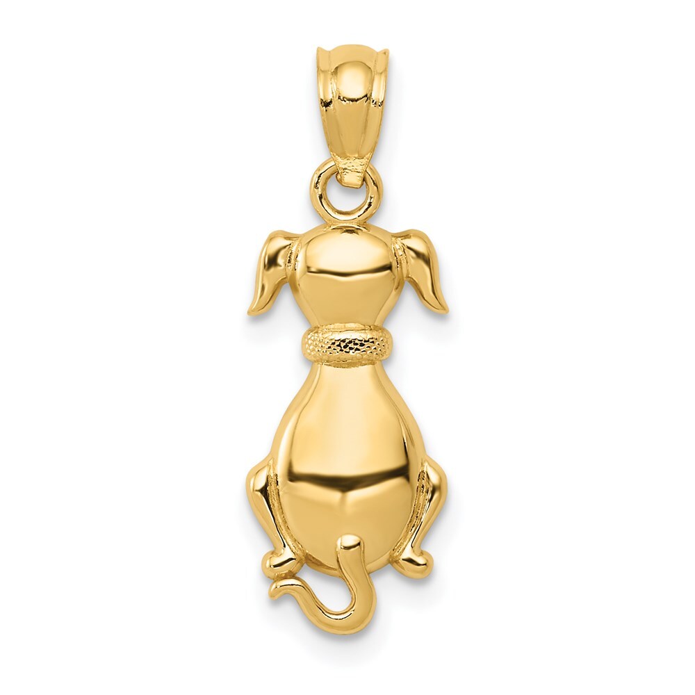 14k Yellow Gold Polished Sitting Dog Pendant for Women