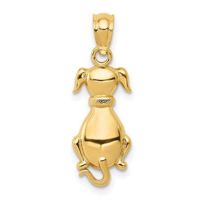 14k Yellow Gold Polished Sitting Dog Pendant for Women