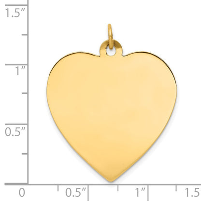 14k Yellow Gold Plain .027 Gauge Engravable Heart Disc Charm