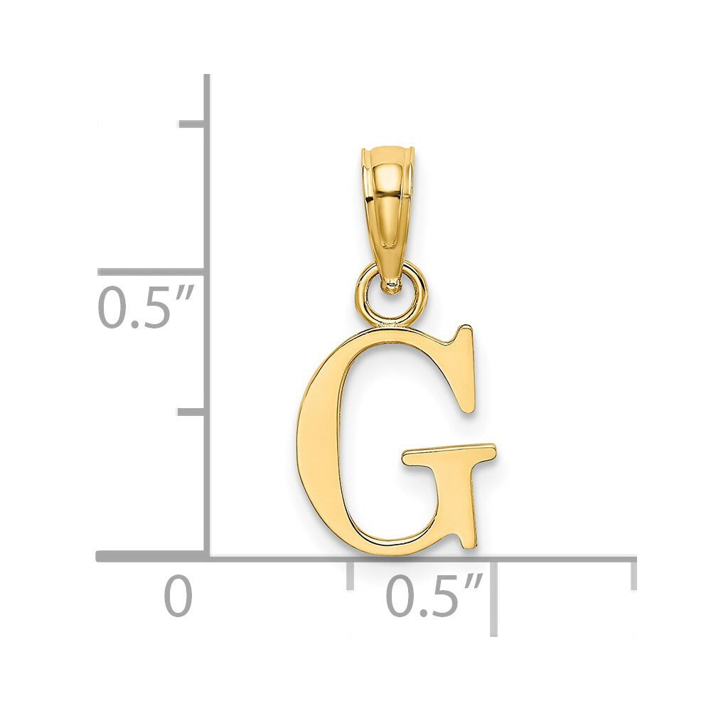 14k Yellow Gold Polished Block Letter G Initial Pendant for Women