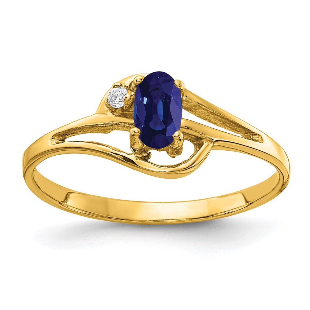14k Yellow Gold 5x3mm Oval Sapphire AA Diamond ring