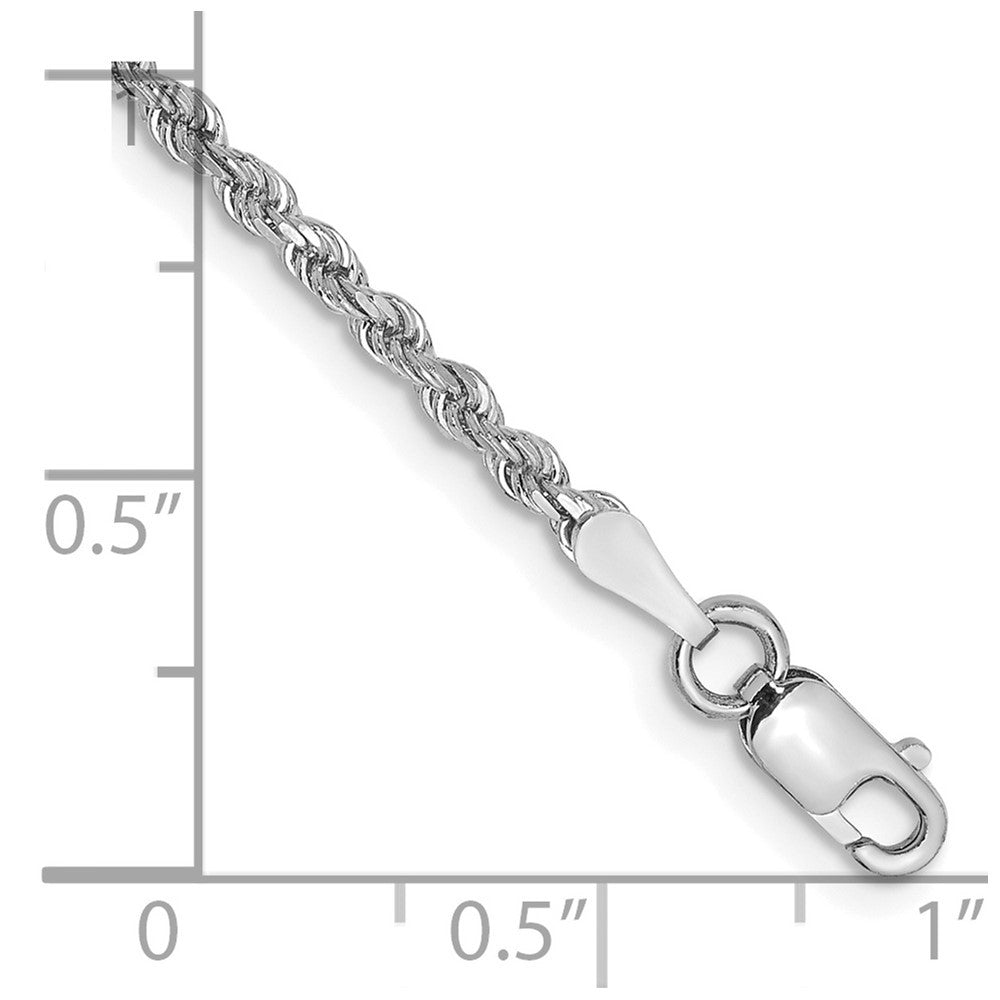 14K White Gold 6 inch 2mm Diamond-cut Rope Chain Bracelet
