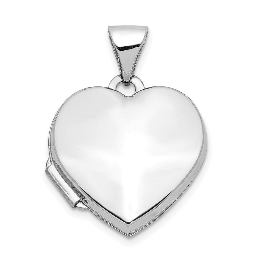 14k White Gold Polished Heart-Shaped Locket Pendant for Women