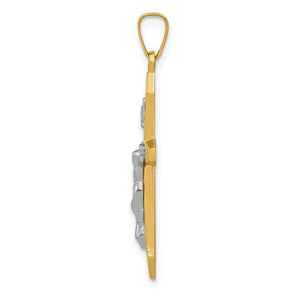 14k Two-tone Gold Polished INRI Crucifix Pendant for Women