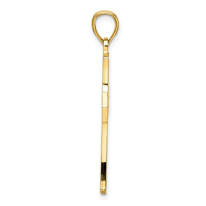 14k Yellow Gold Polished Double Cross Pendant