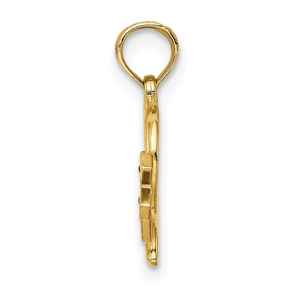 14k Yellow Gold Enamel Cross and Heart Charm