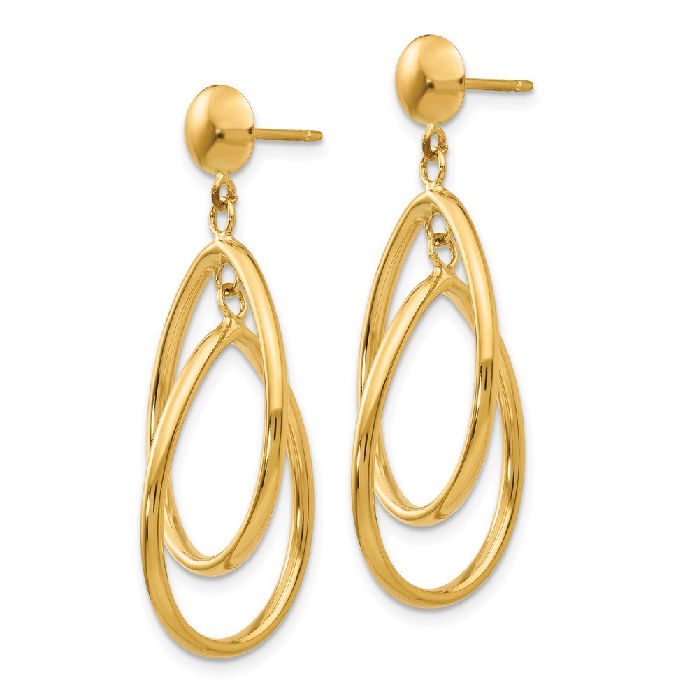 14k Yellow Gold Polished Oval Dangle Earrings