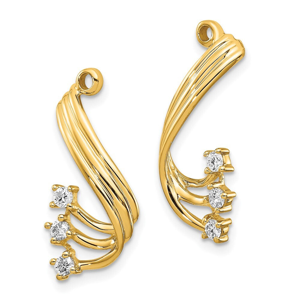 14k Yellow Gold Fancy Twist Diamond Earring Jacket