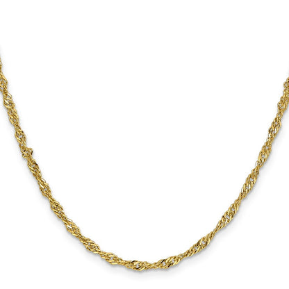 14k Yellow Gold 20 inch 2.75mm Lightweight Singapore Chain Necklace