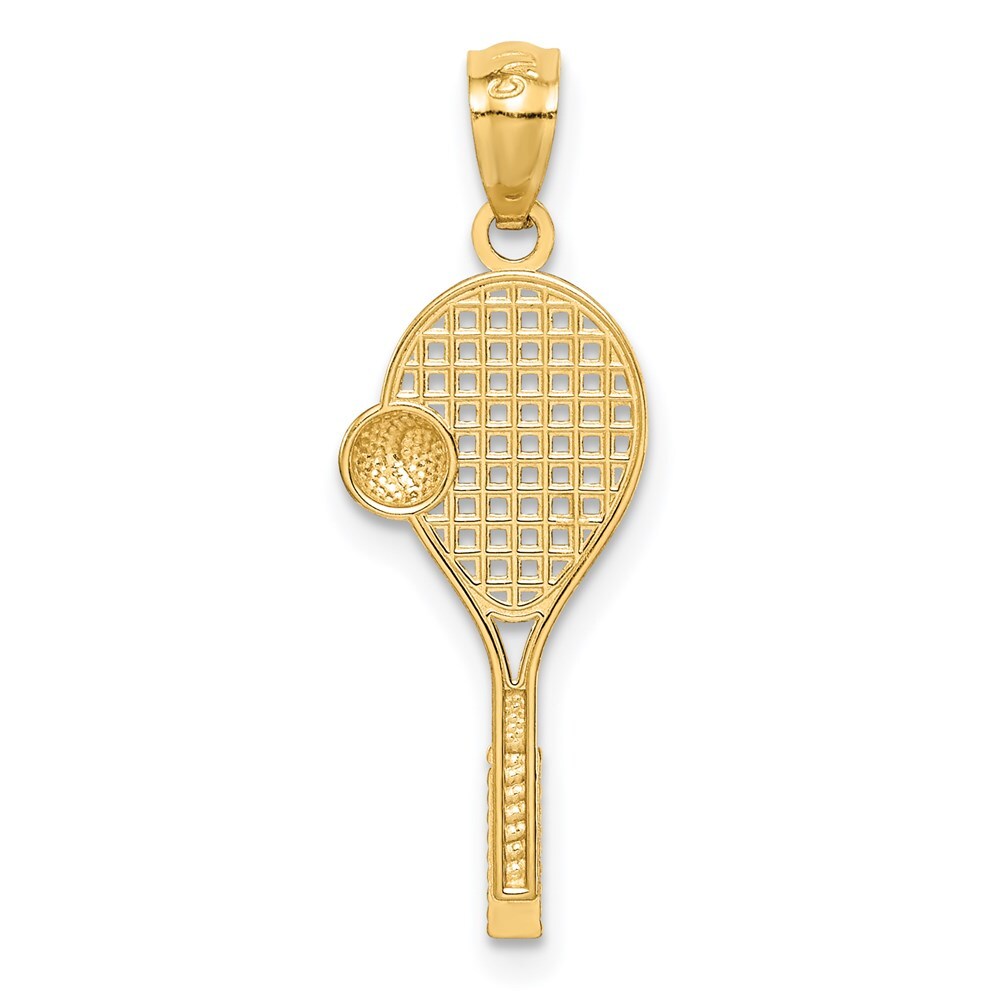 14k Yellow Gold White Rhodium Tennis Pendant for Women