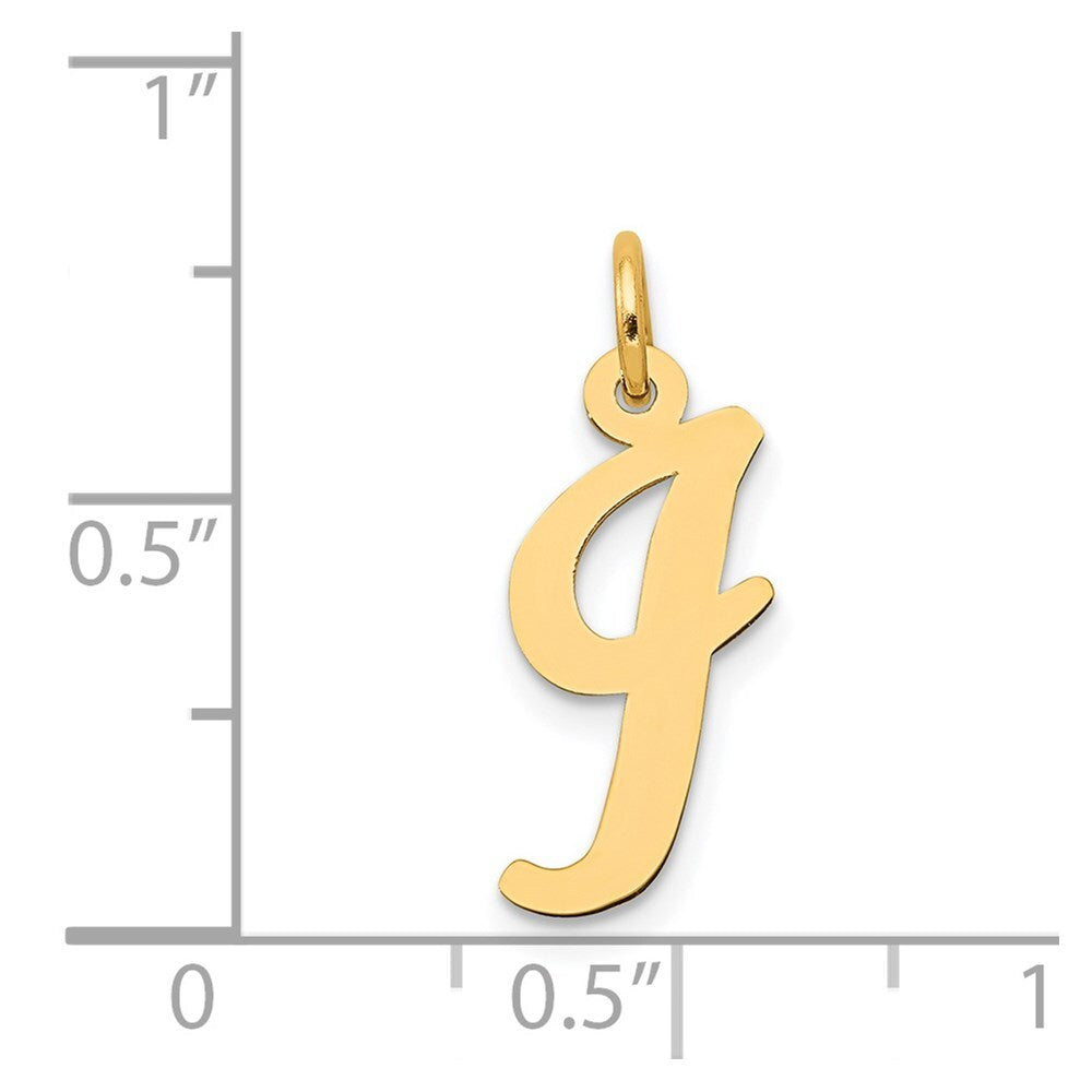 14k Yellow Gold Medium Script Letter I Initial Charm Pendant for Women