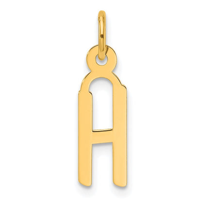 14k Yellow Gold Slanted Block Letter H Initial Charm Pendant for Women