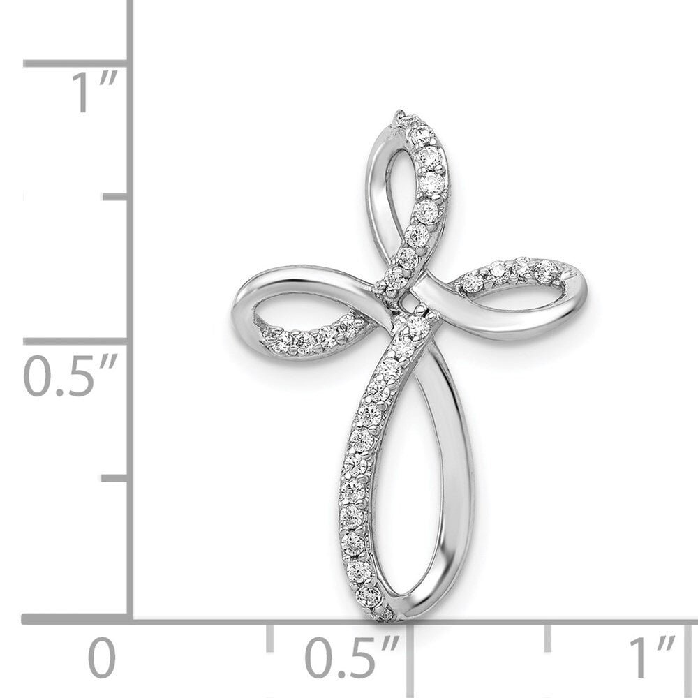 14k White Gold 1/6ct. Diamond Cross Chain Slide Pendant for Women