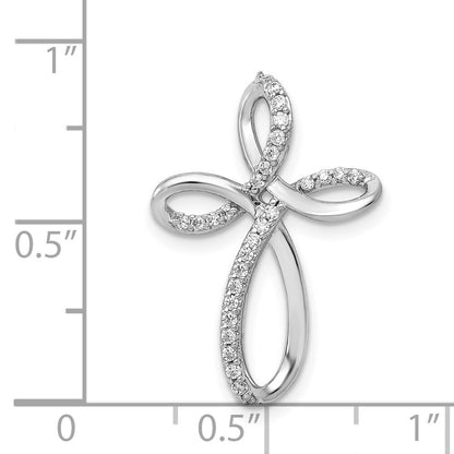 14k White Gold 1/6ct. Diamond Cross Chain Slide Pendant for Women