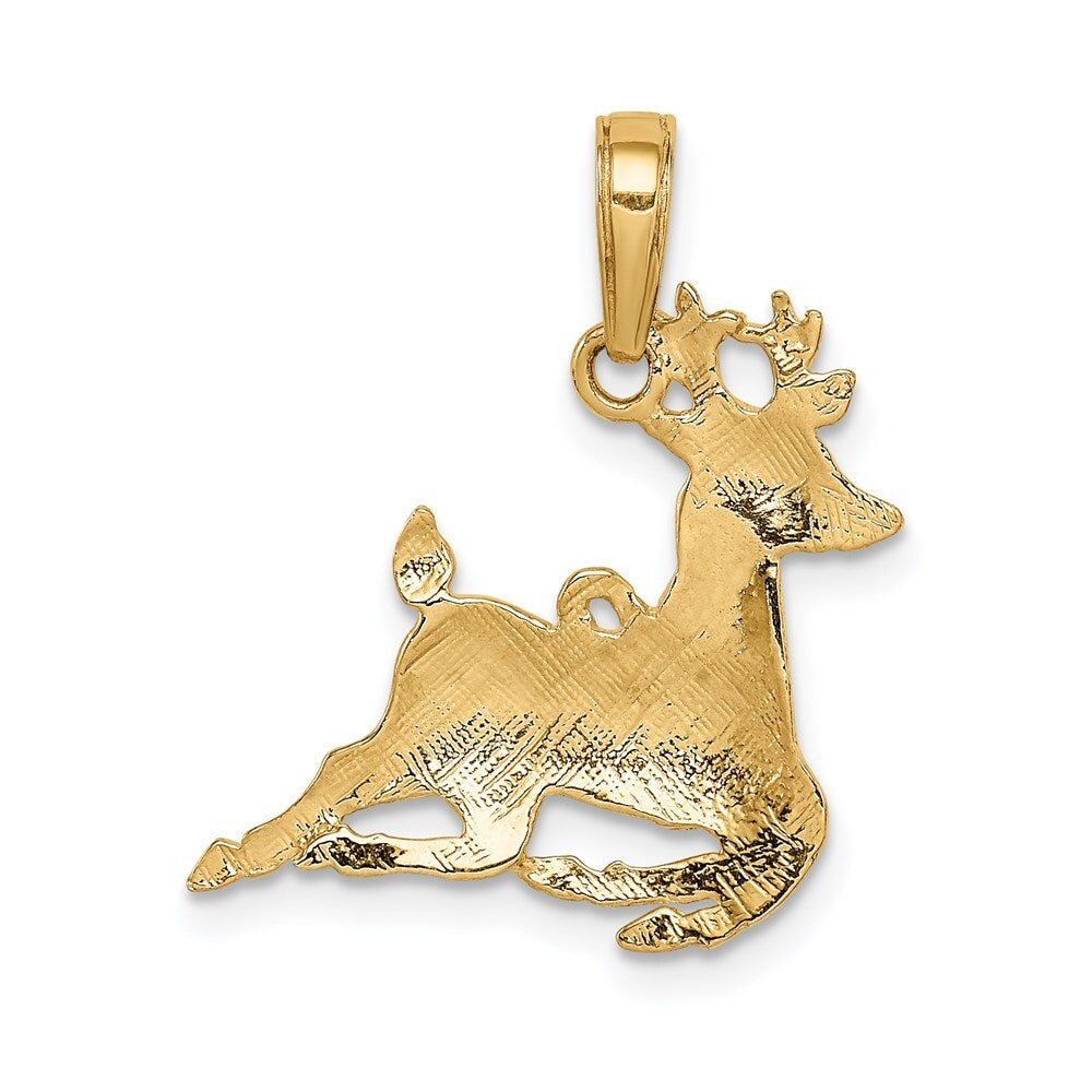 14k Yellow Gold Polished Reindeer Pendant for Women