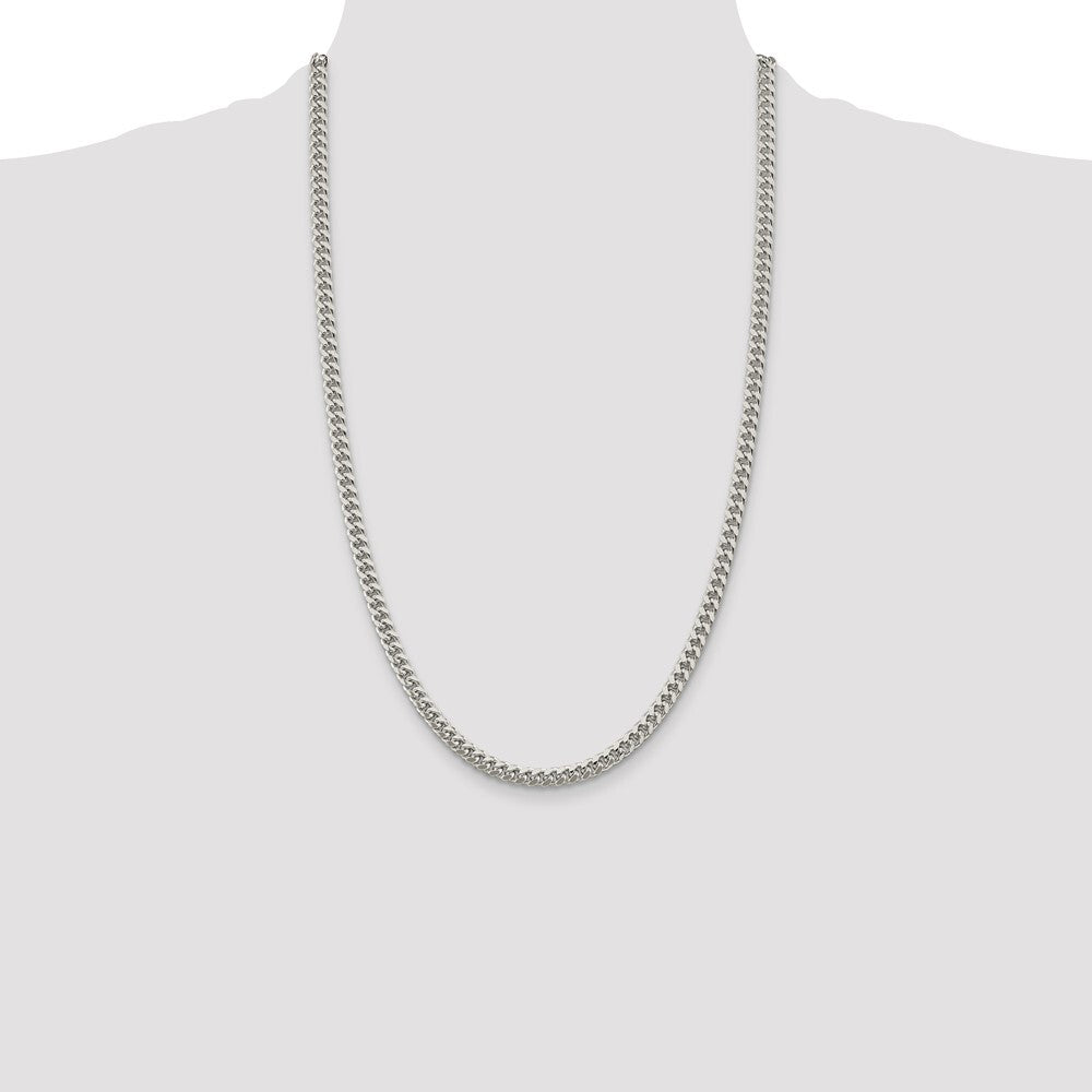 Sterling Silver 5mm Domed Side Diamond-cut Curb Chain