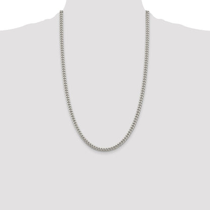 Sterling Silver 5mm Domed Side Diamond-cut Curb Chain