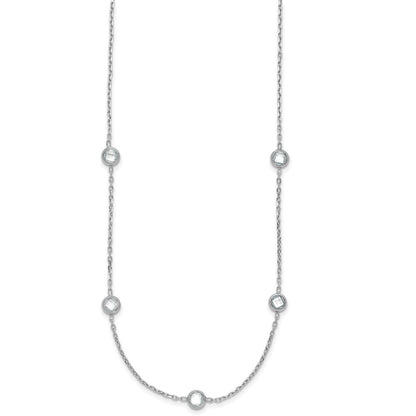 Sterling Silver Rhodium-plated 16-Station Cubic Zirconia Polished Necklace