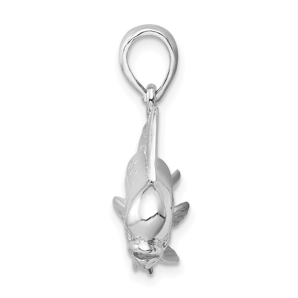 Sterling Silver Rhodium-Plated Polished 3D Mahi-Mahi Fish Pendant