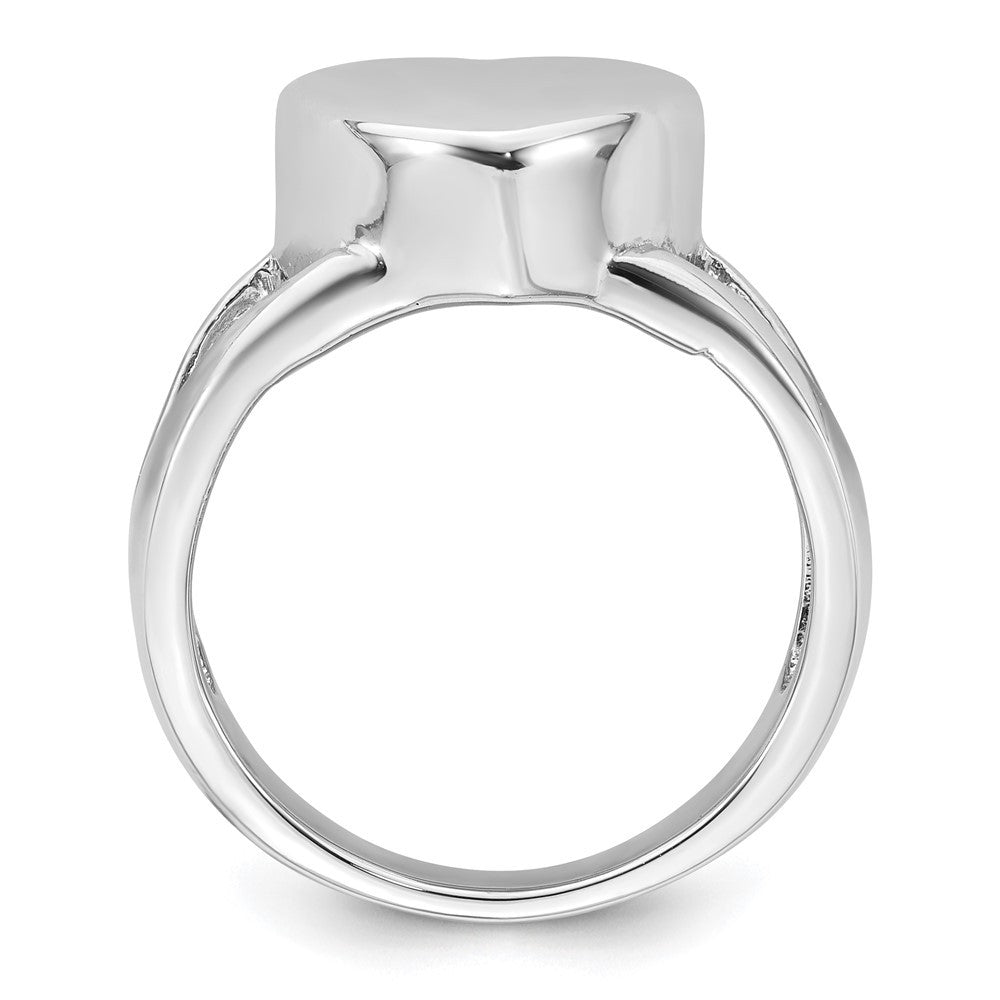 Sterling Silver Rhodium-plated Polished Heart Ash Holder Size 6 Ring