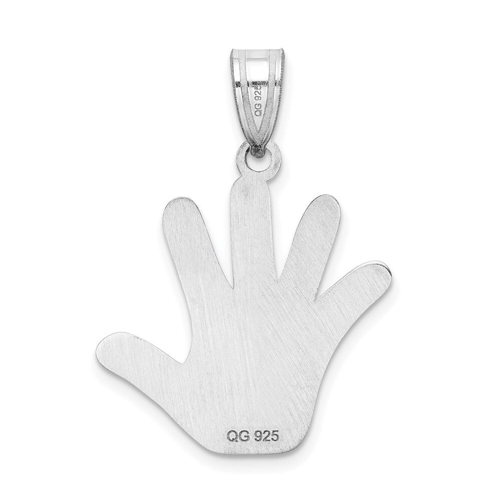 Sterling Silver Rhod-plate Enamel Autism Puzzle Piece Handprint Pendant