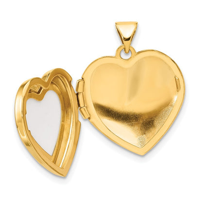 14k Yellow Gold Polished White Agate Mom 18mm Heart Locket Pendant for Women