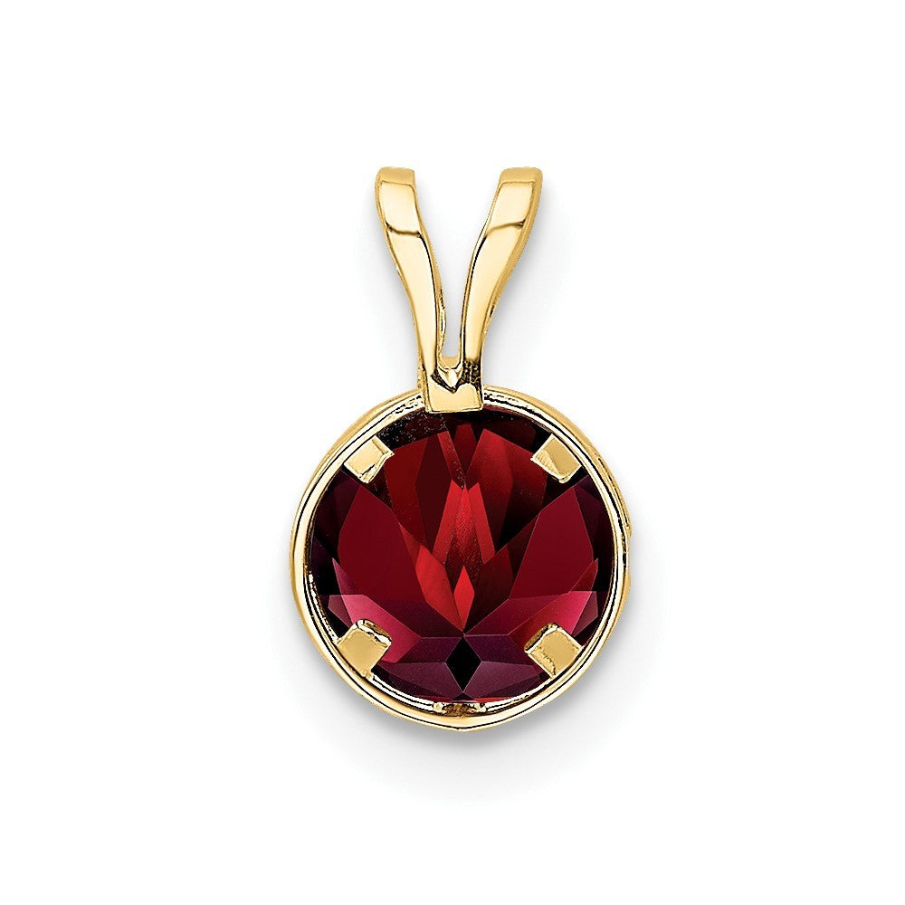 14k Yellow Gold 6mm Round Garnet Bezel Pendant