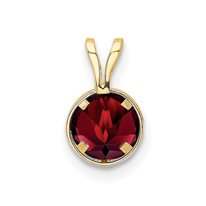14k Yellow Gold 6mm Round Garnet Bezel Pendant