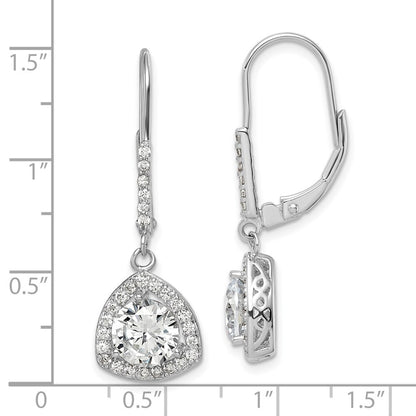Sterling Silver Rhodium-plated Polished Cubic Zirconia Leverback Earrings