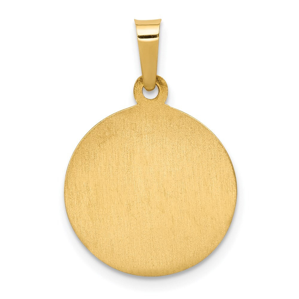14k Yellow Gold Polished and Satin St. Anne Medal Hollow Pendant for Women