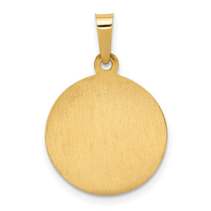 14k Yellow Gold Polished and Satin St. Anne Medal Hollow Pendant for Women