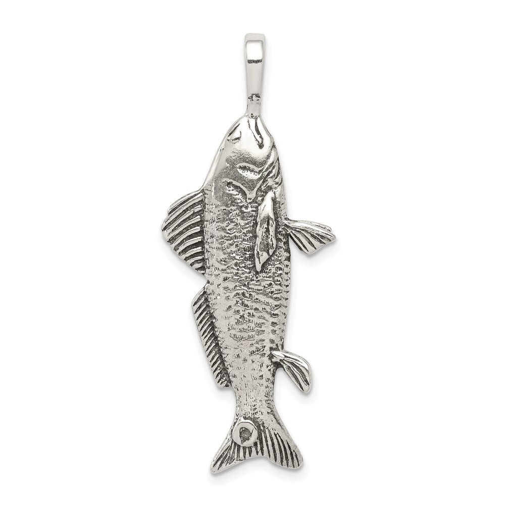 Sterling Silver Antiqued & Textured Fish Pendant Holiday Gift for Women
