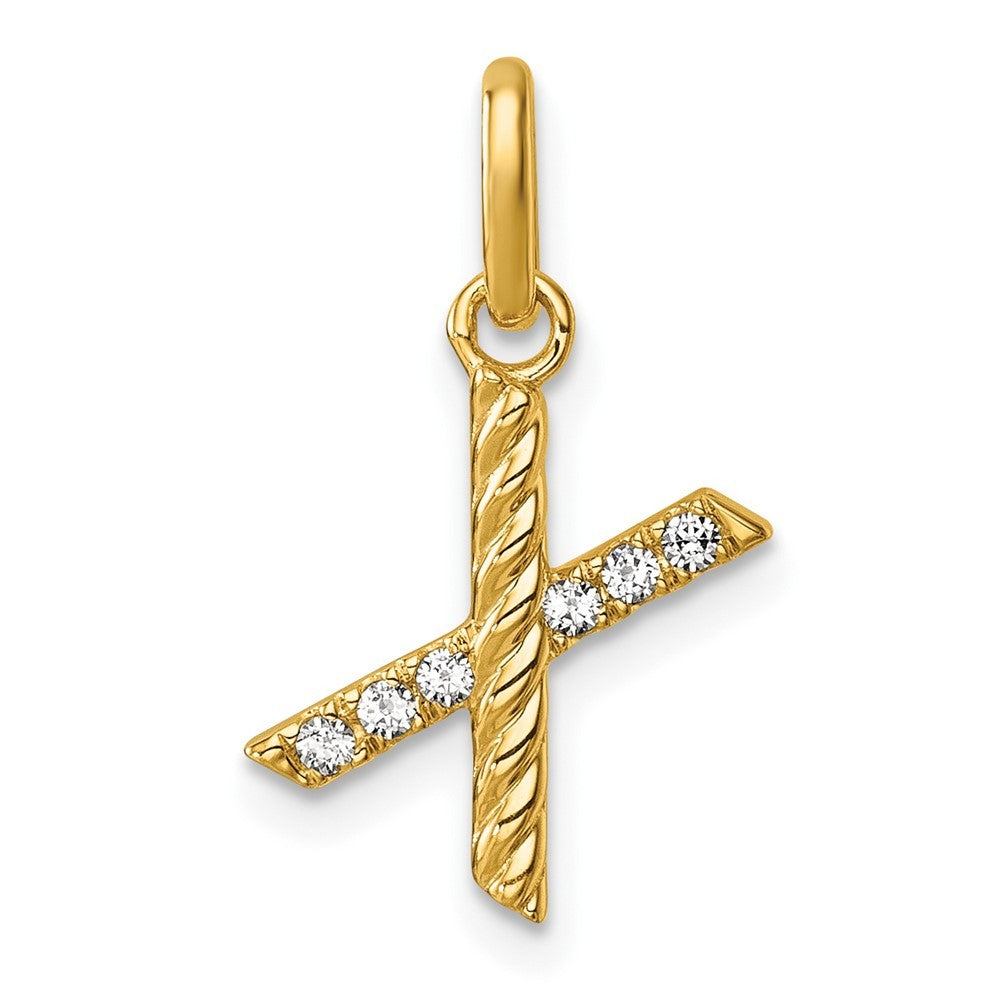 14k Yellow Gold Twisted .05 ct. Diamond Initial X Charm