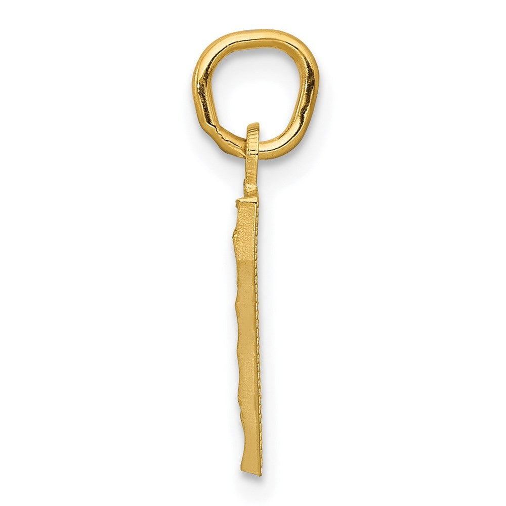14k Yellow Gold Small Brushed Diamond-cut Number 7 Charm