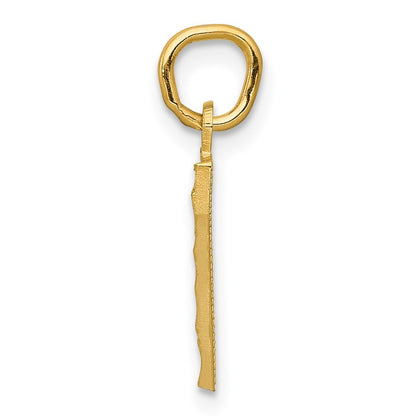 14k Yellow Gold Small Brushed Diamond-cut Number 7 Charm