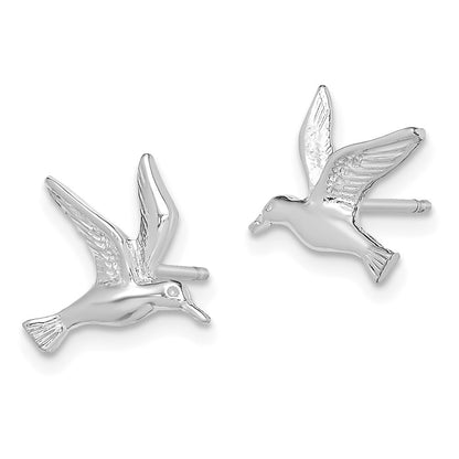14K White Gold Polished Seagull Earrings