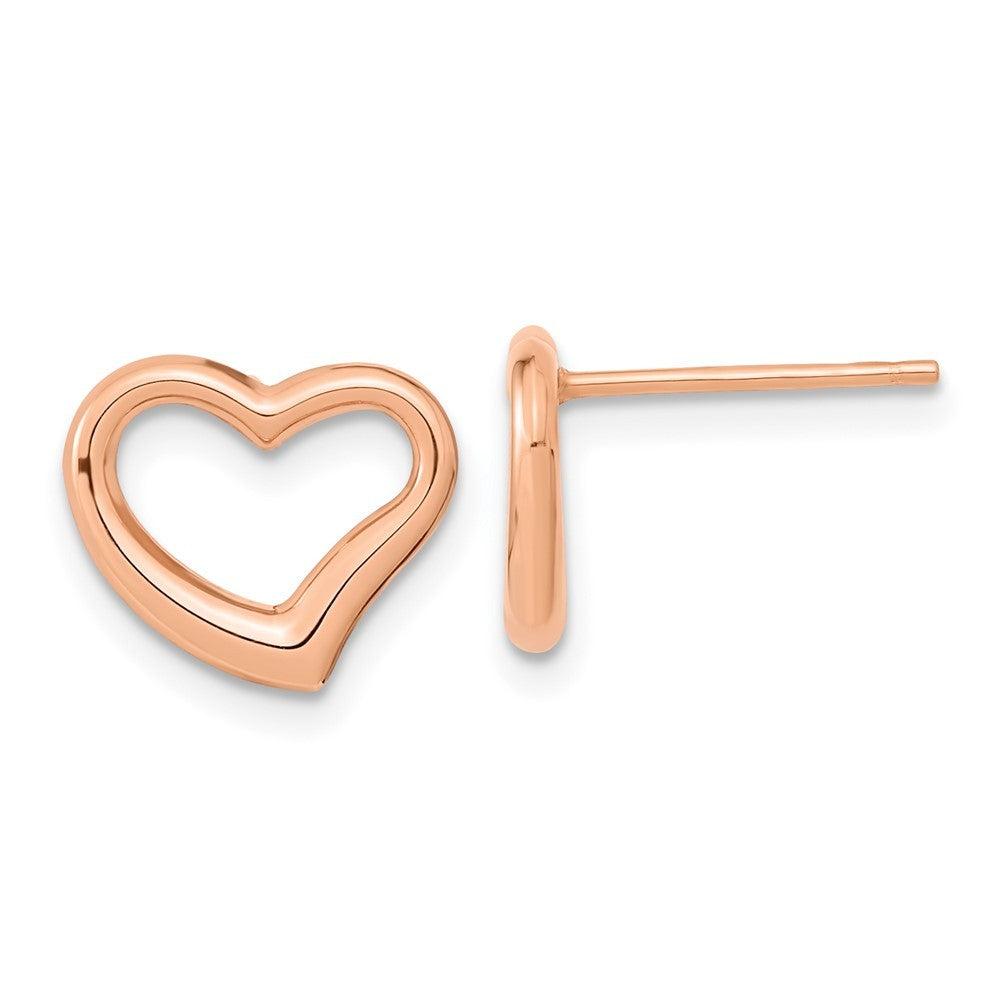 14k Rose Gold Polished Heart Earrings