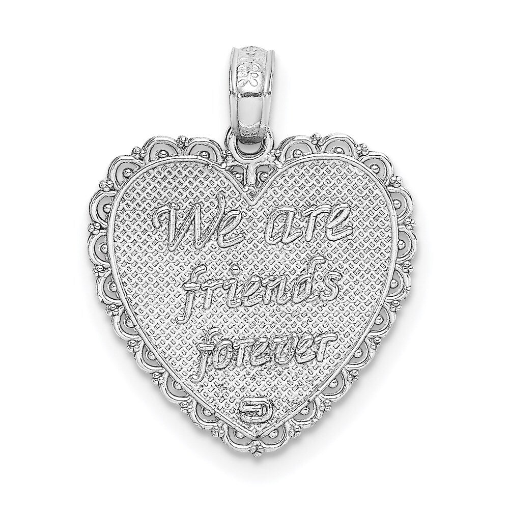 14k White Gold White Reversible FOR MY SISTER-FRIENDS FOREVER Pendant for Women