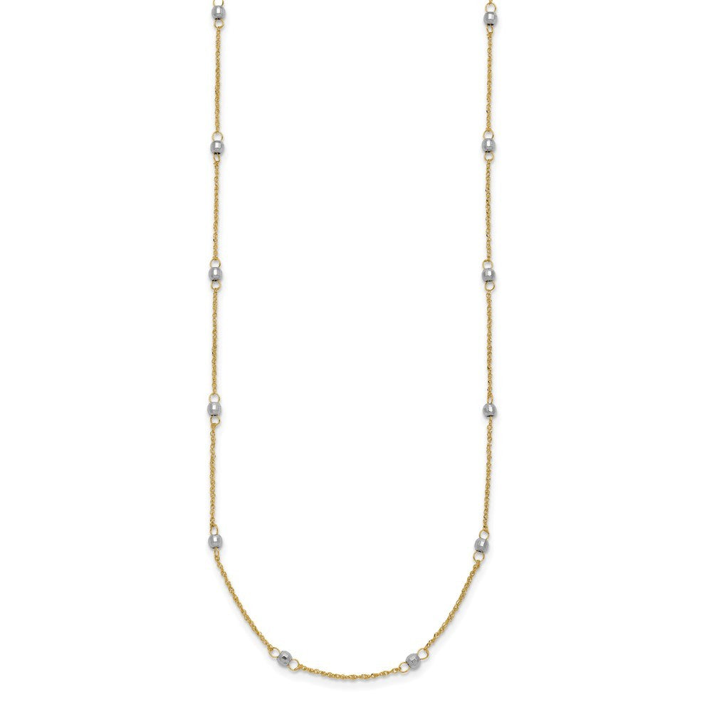 14K Two-tone Gold Ropa Mirror Bead W/2in Ext Necklace