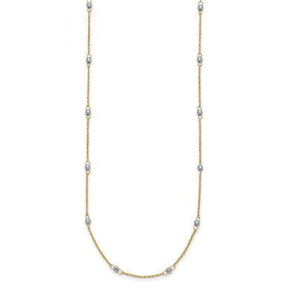14K Two-tone Gold Ropa Mirror Bead W/2in Ext Necklace