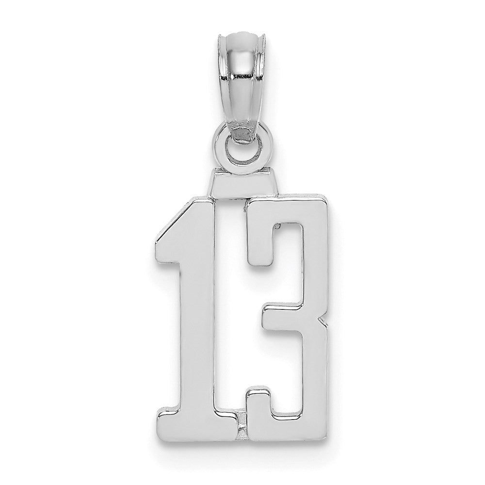 14K White Polished Number 13 Pendant