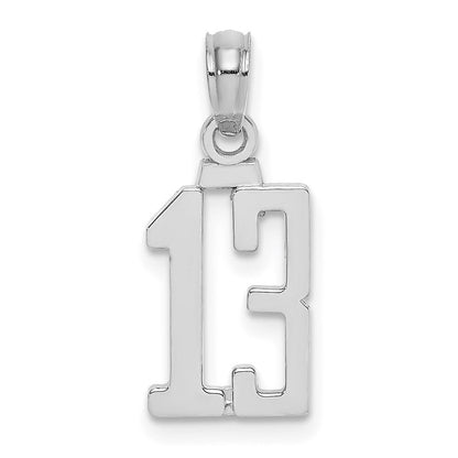 14K White Polished Number 13 Pendant