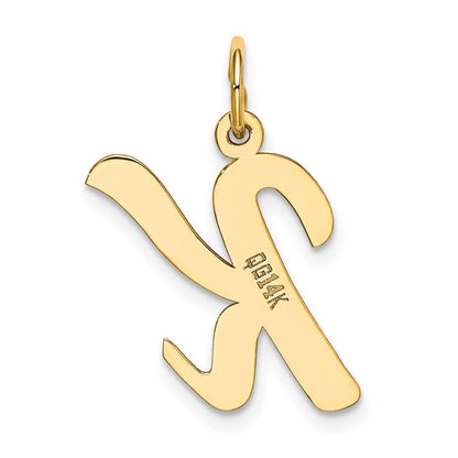 14k Yellow Gold Large Script Letter K Initial Charm Pendant for Women
