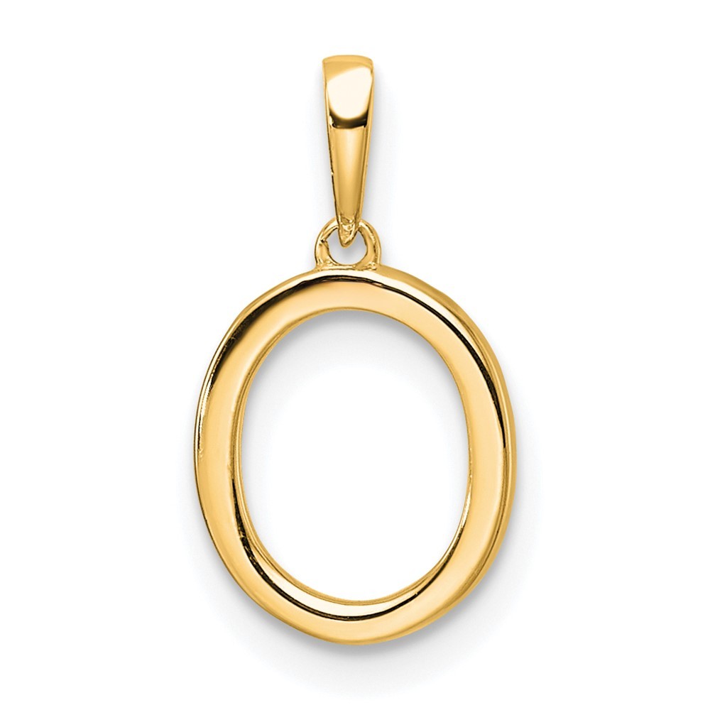 14k Yellow Gold Diamond Letter O Initial Pendant