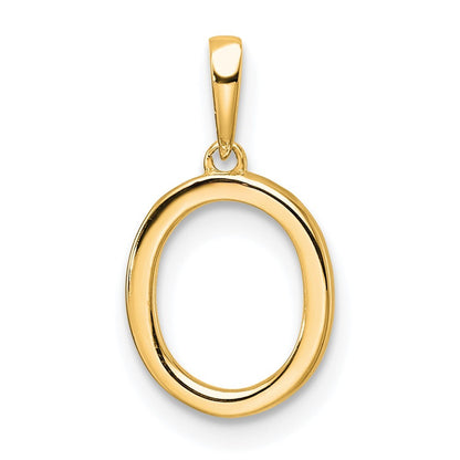14k Yellow Gold Diamond Letter O Initial Pendant