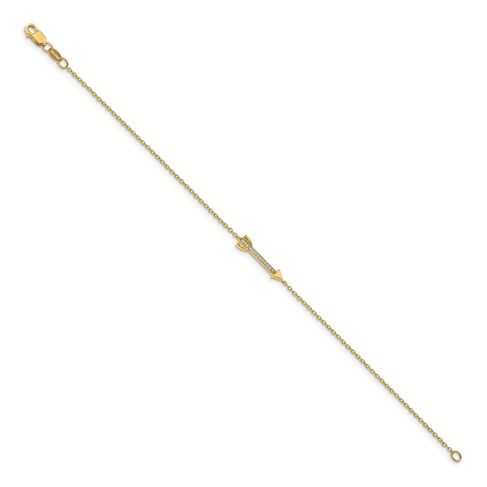 14k Yellow Gold Complete 1/20 carat Diamond Arrow Bracelet