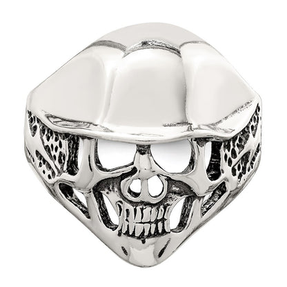 Sterling Silver Antiqued Skull Ring Size 9