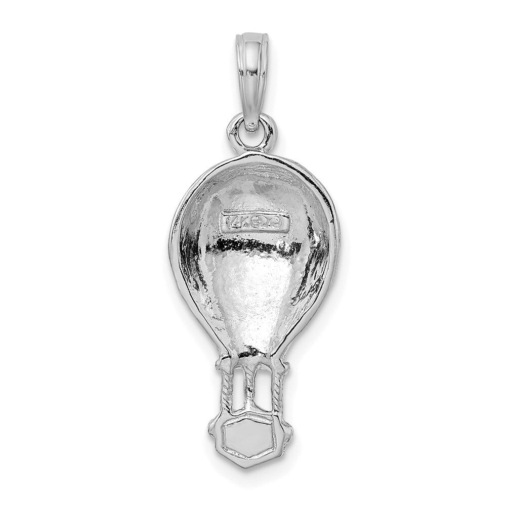 14k White Gold Polished Hot Air Ballon Charm Pendant for Women
