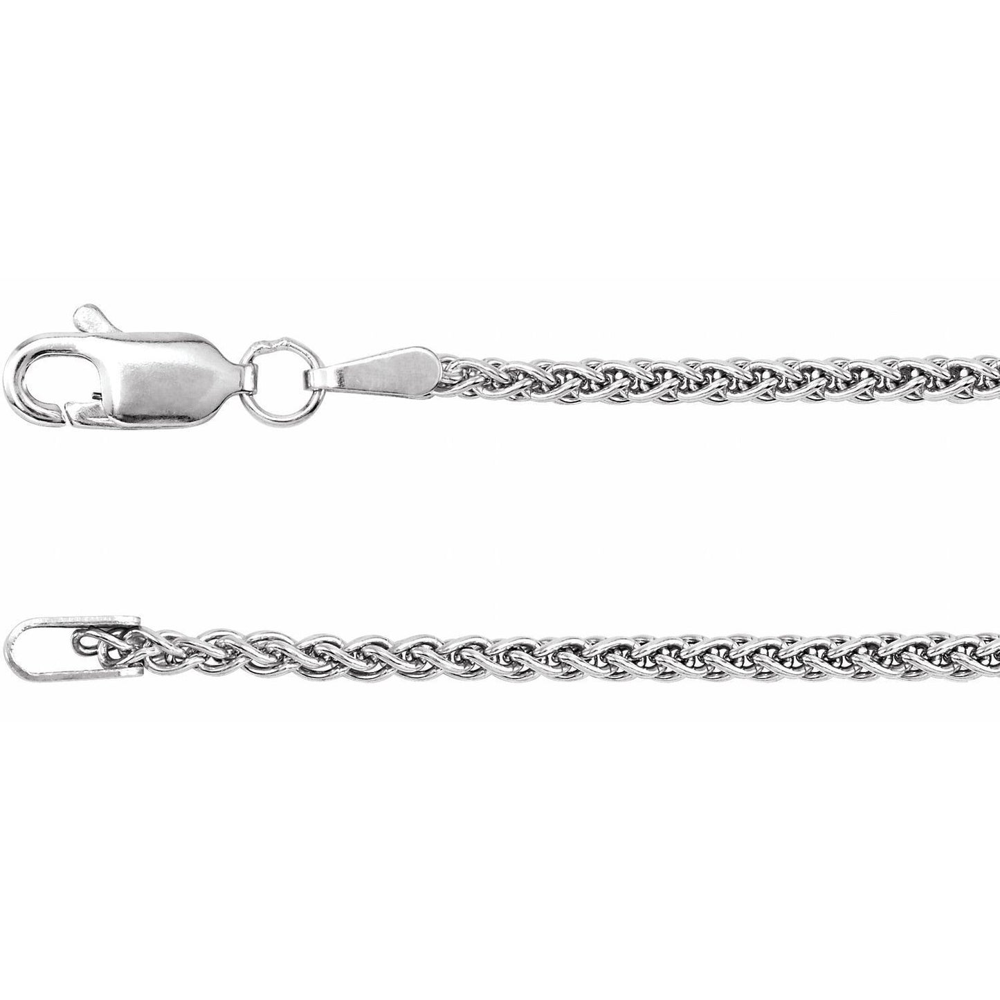 14k White Gold 1.8 mm Wheat Chain Necklace Fine Gift for Women 16"